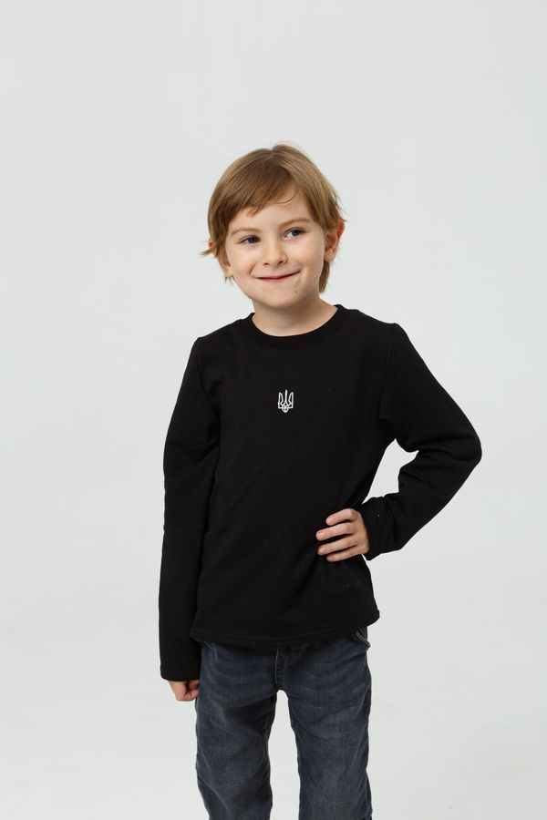 Children`s longsleeve with "Classic Tryzub" embroidery, black, Black, 122