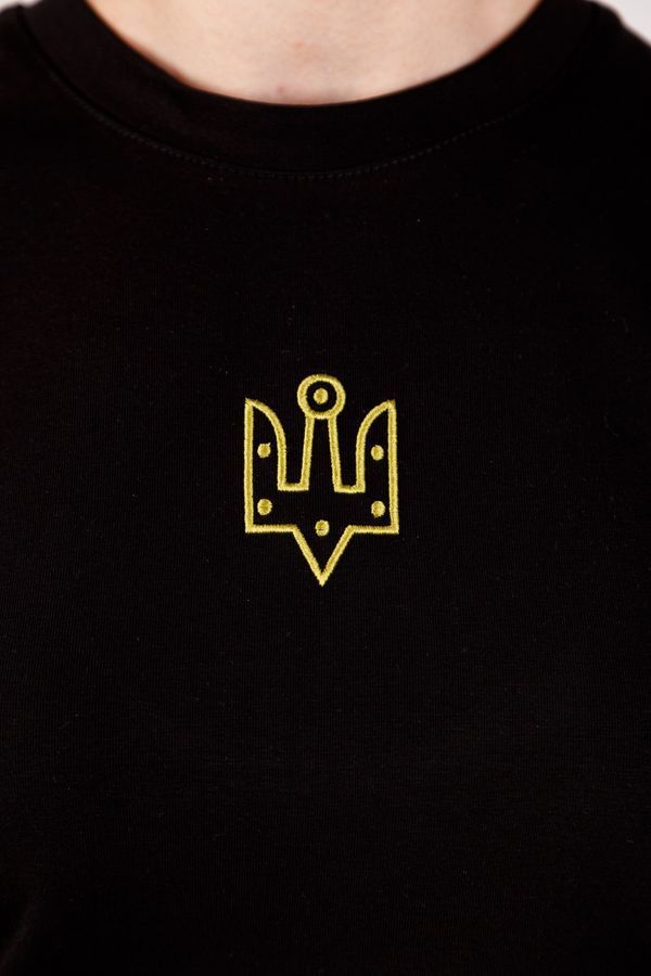 Women's t-shirt with "The trident of Yaroslav the Wise" embroidery, black, Black, S