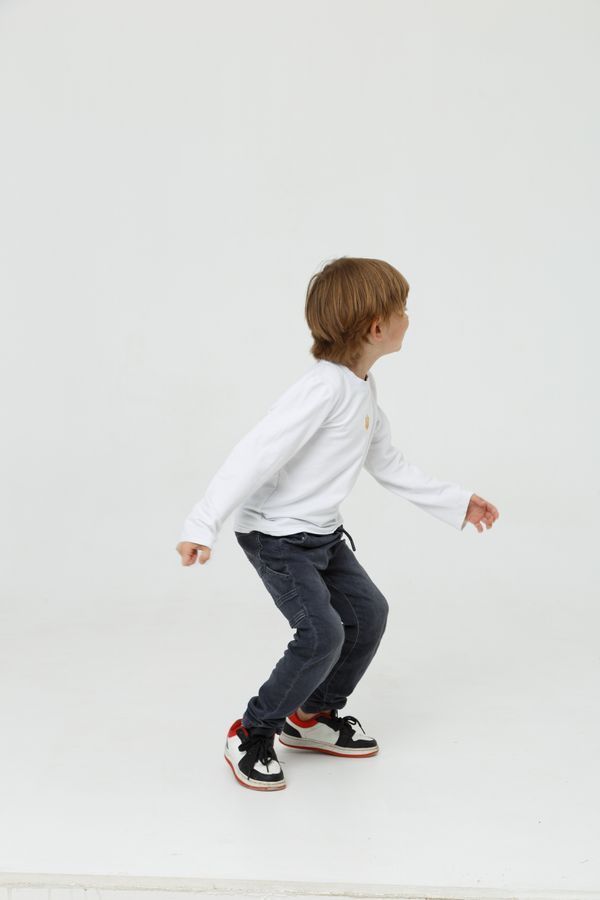 Children`s longsleeve with "Classic Tryzub" embroidery, white, White, 122
