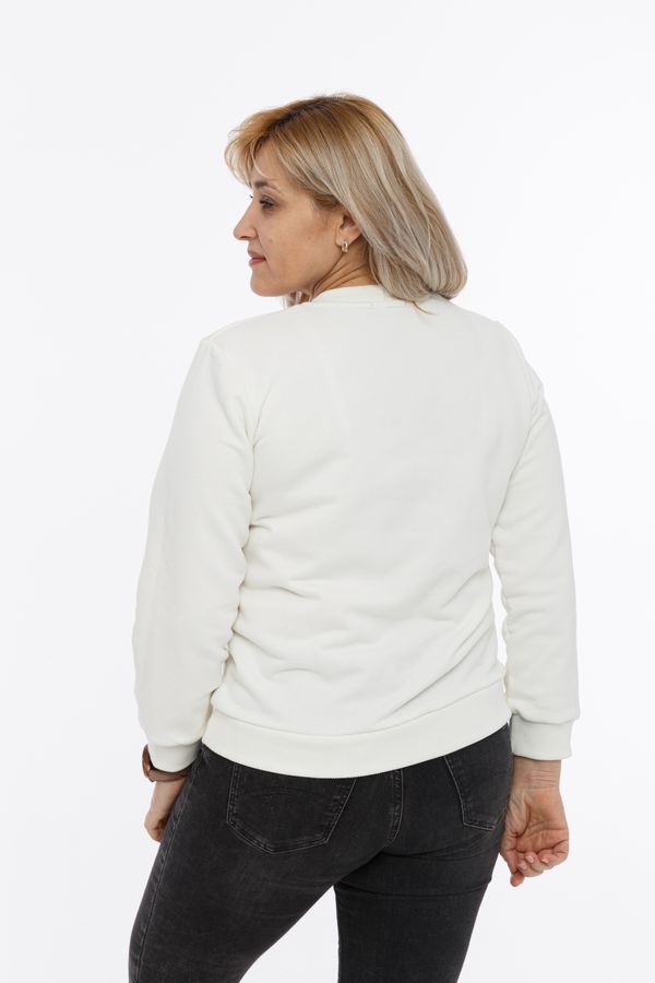 Women's sweatshirt with "Kalyna trident" embroidery, white, White, L