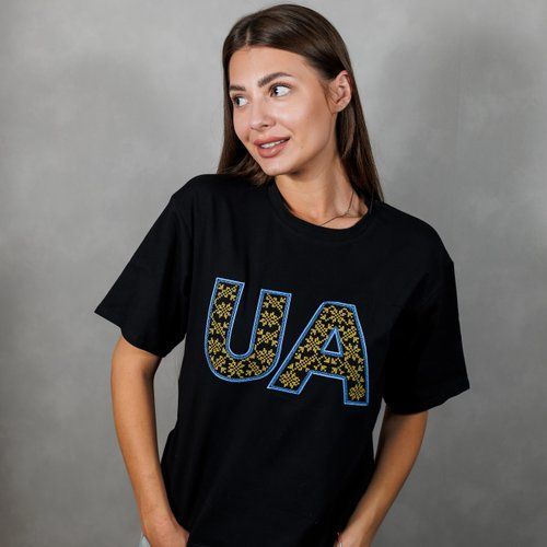 Women's t-shirt oversize &ldquo;UA&rdquo; , black, Black, S